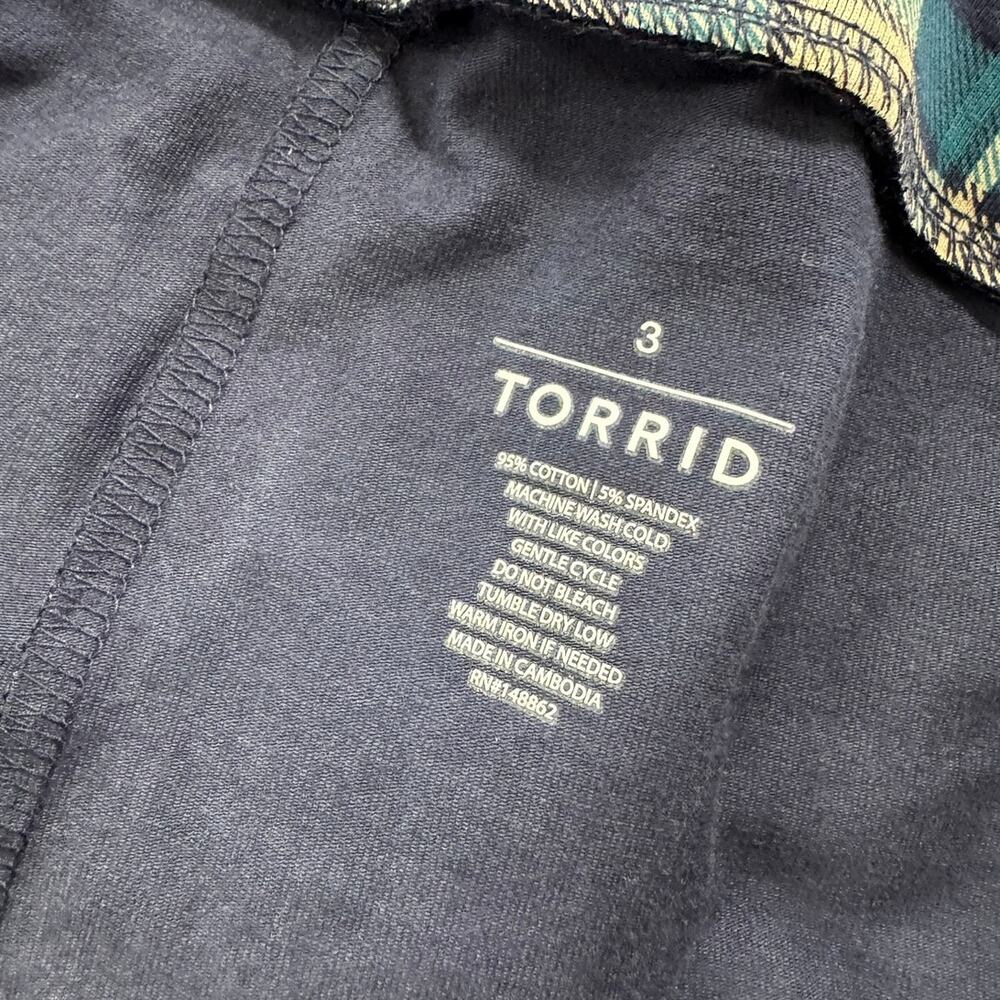 Torrid Womens Size 3 Plaid Blue Yellow Leggings Pants 3X Cotton Spandex - Picture 2 of 9